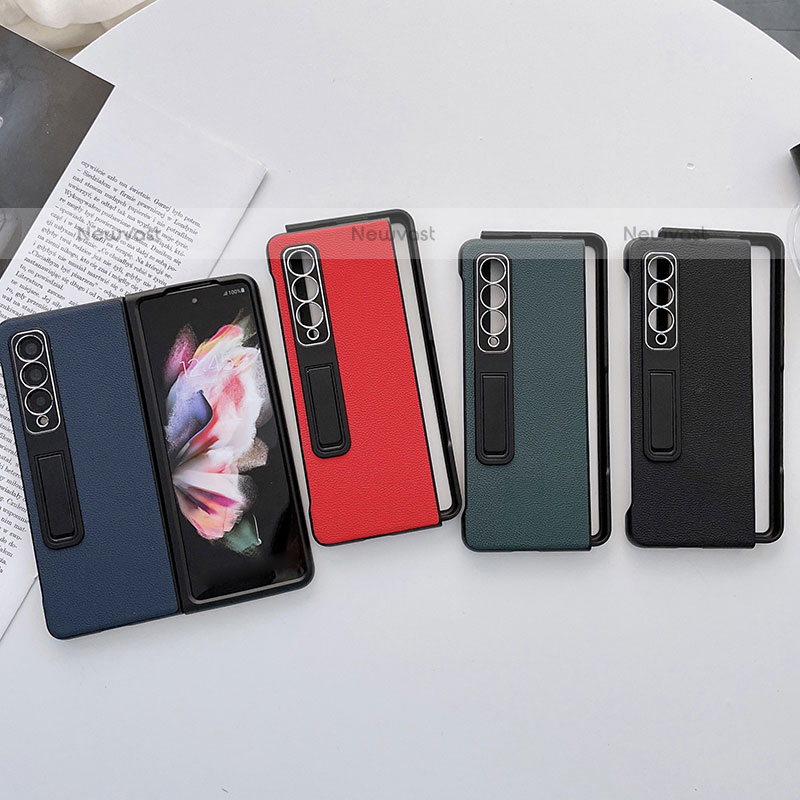 Luxury Leather Matte Finish and Plastic Back Cover Case L09 for Samsung Galaxy Z Fold3 5G