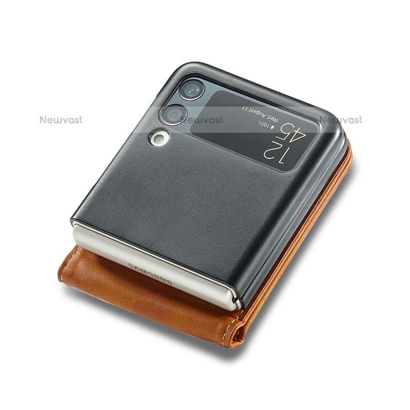 Luxury Leather Matte Finish and Plastic Back Cover Case LC1 for Samsung Galaxy Z Flip3 5G