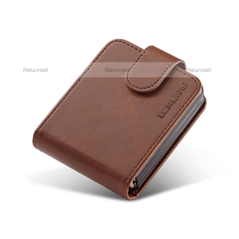 Luxury Leather Matte Finish and Plastic Back Cover Case LC1 for Samsung Galaxy Z Flip3 5G