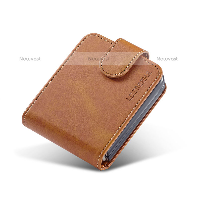 Luxury Leather Matte Finish and Plastic Back Cover Case LC1 for Samsung Galaxy Z Flip3 5G