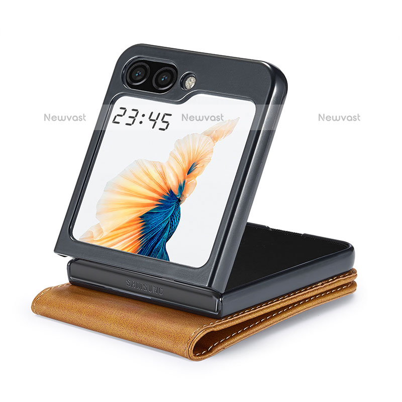 Luxury Leather Matte Finish and Plastic Back Cover Case LC6 for Samsung Galaxy Z Flip5 5G