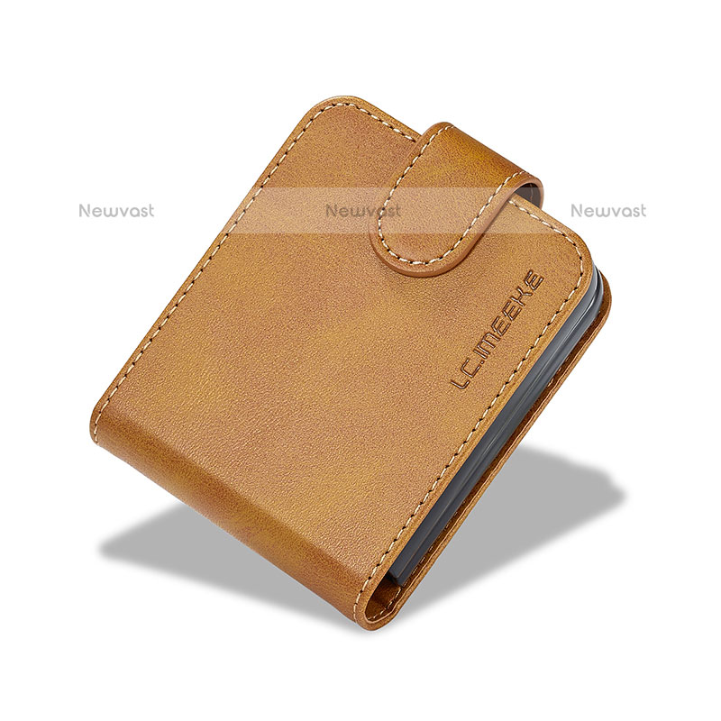 Luxury Leather Matte Finish and Plastic Back Cover Case LC6 for Samsung Galaxy Z Flip5 5G