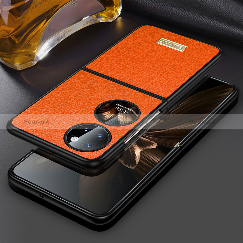 Luxury Leather Matte Finish and Plastic Back Cover Case LD1 for Huawei P50 Pocket