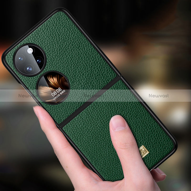 Luxury Leather Matte Finish and Plastic Back Cover Case LD1 for Huawei P50 Pocket