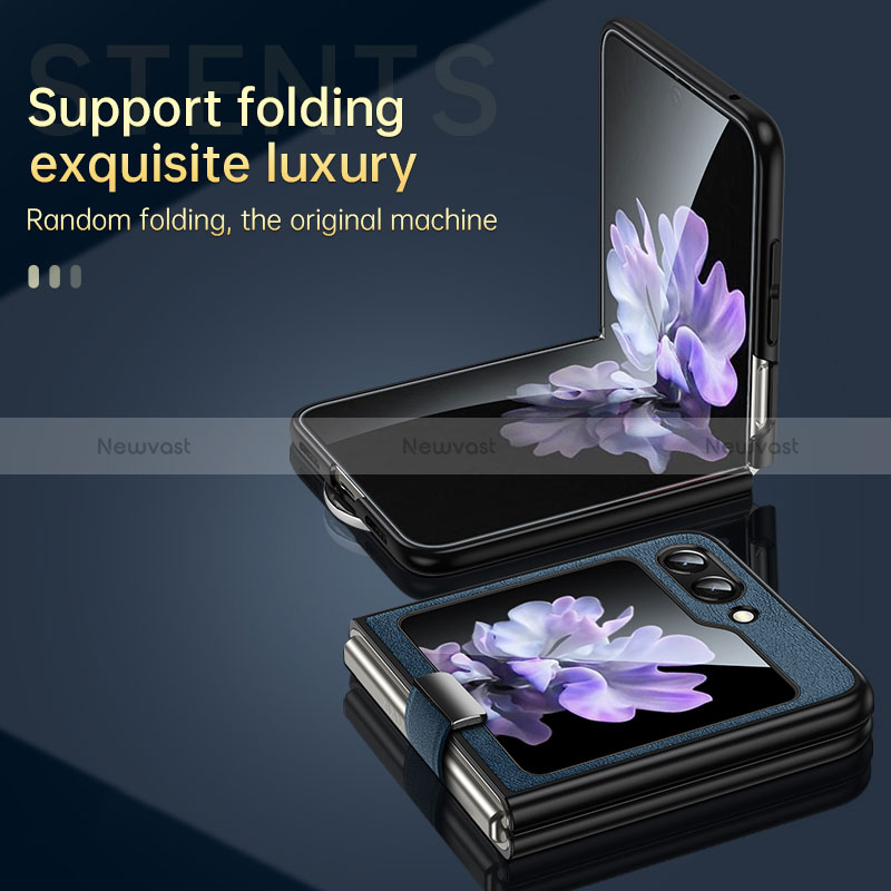 Luxury Leather Matte Finish and Plastic Back Cover Case LD1 for Samsung Galaxy Z Flip5 5G