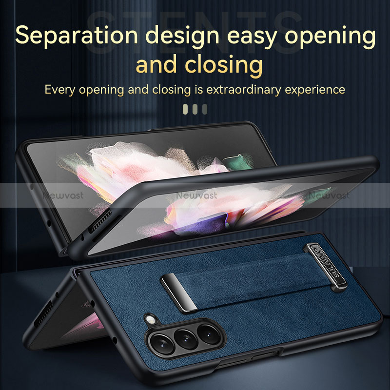 Luxury Leather Matte Finish and Plastic Back Cover Case LD1 for Samsung Galaxy Z Fold5 5G