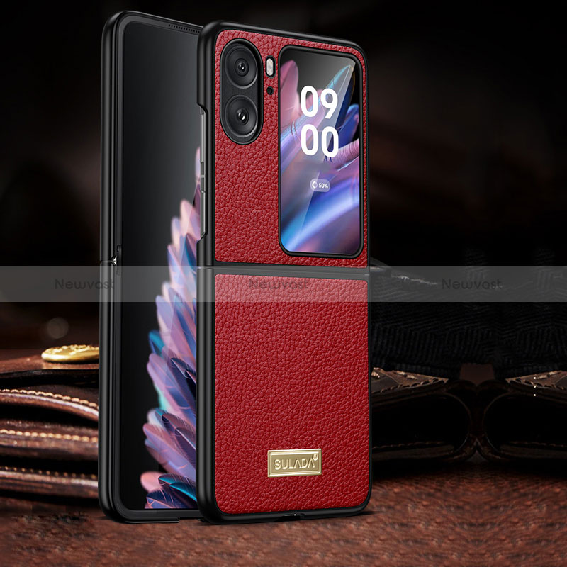 Luxury Leather Matte Finish and Plastic Back Cover Case LD2 for Oppo Find N2 Flip 5G