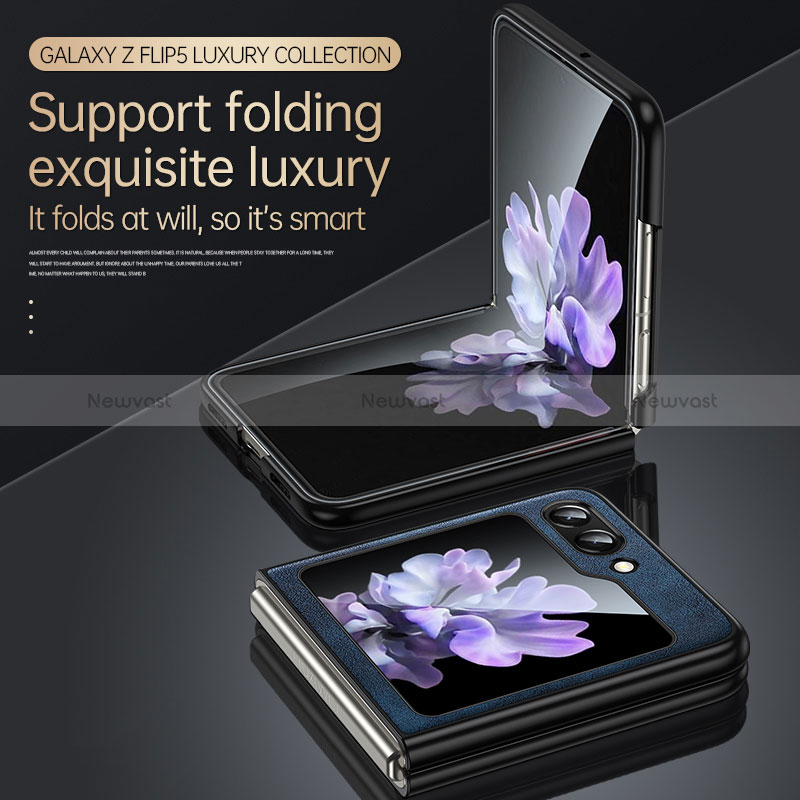 Luxury Leather Matte Finish and Plastic Back Cover Case LD2 for Samsung Galaxy Z Flip5 5G