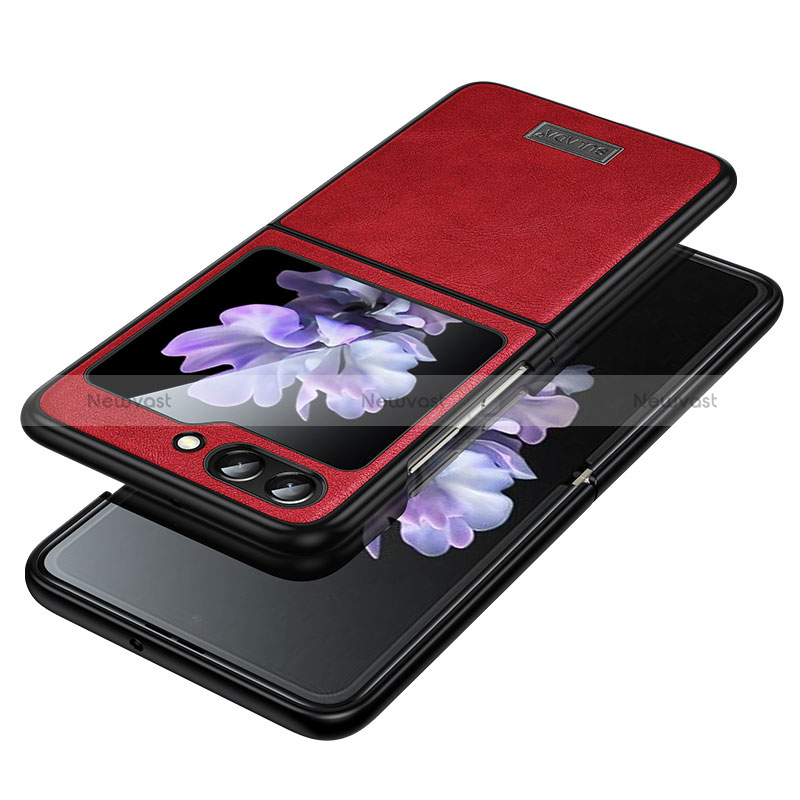 Luxury Leather Matte Finish and Plastic Back Cover Case LD2 for Samsung Galaxy Z Flip5 5G