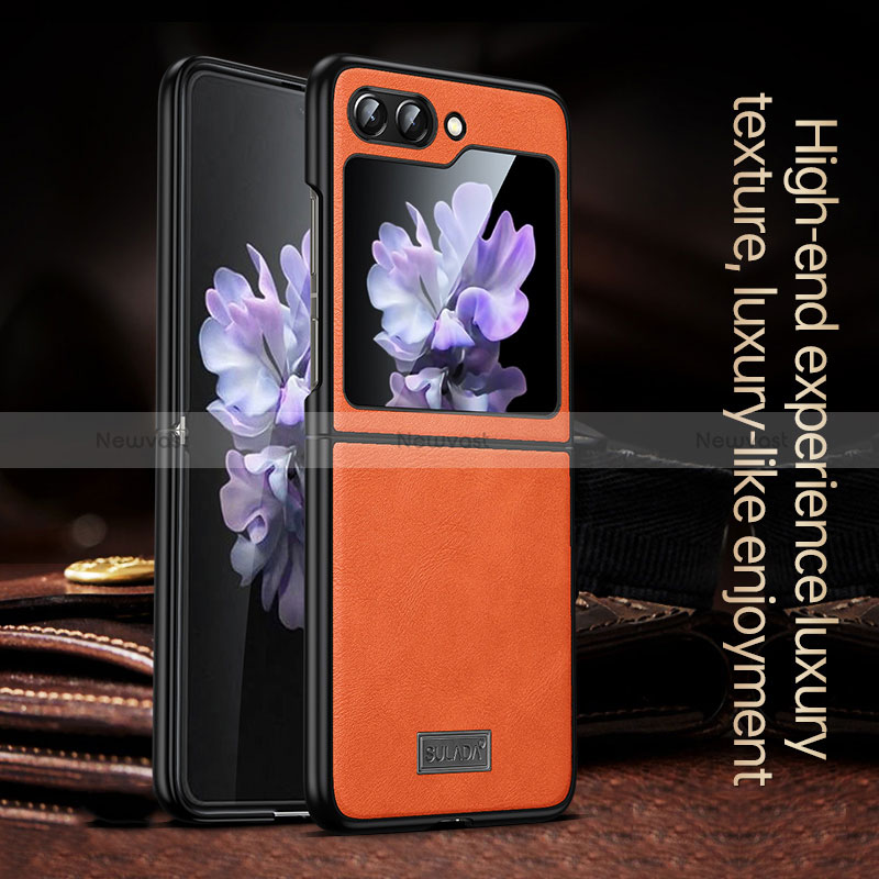 Luxury Leather Matte Finish and Plastic Back Cover Case LD2 for Samsung Galaxy Z Flip5 5G