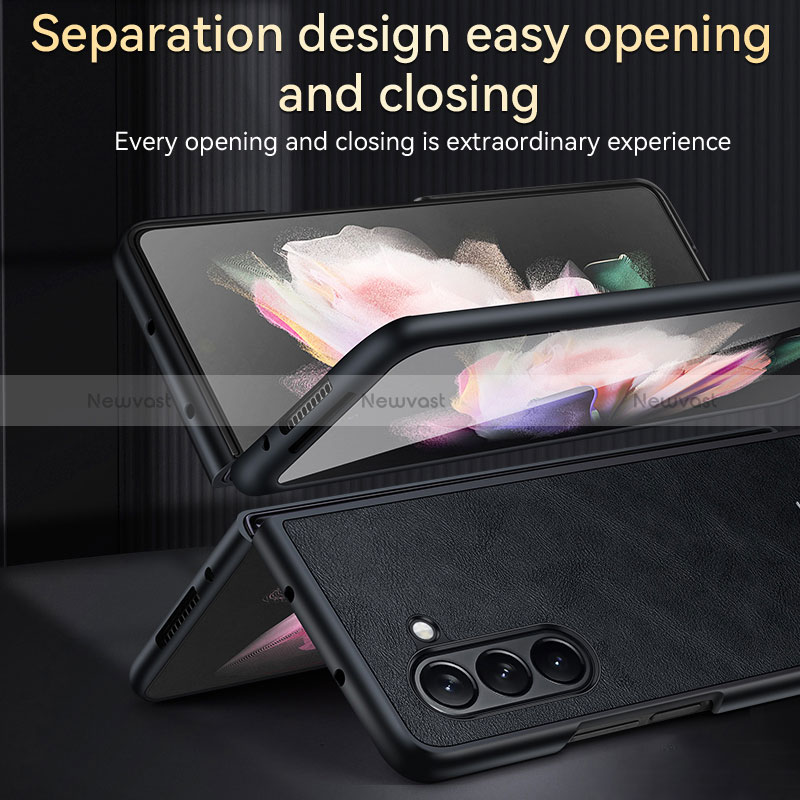 Luxury Leather Matte Finish and Plastic Back Cover Case LD2 for Samsung Galaxy Z Fold5 5G