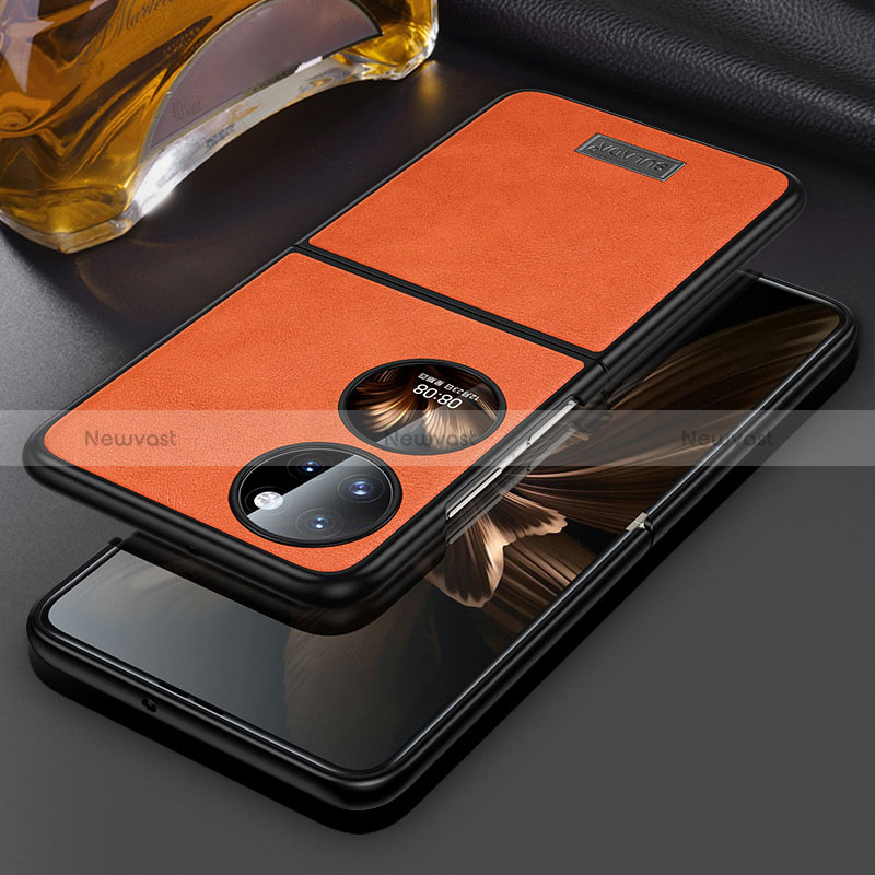 Luxury Leather Matte Finish and Plastic Back Cover Case LD3 for Huawei P50 Pocket