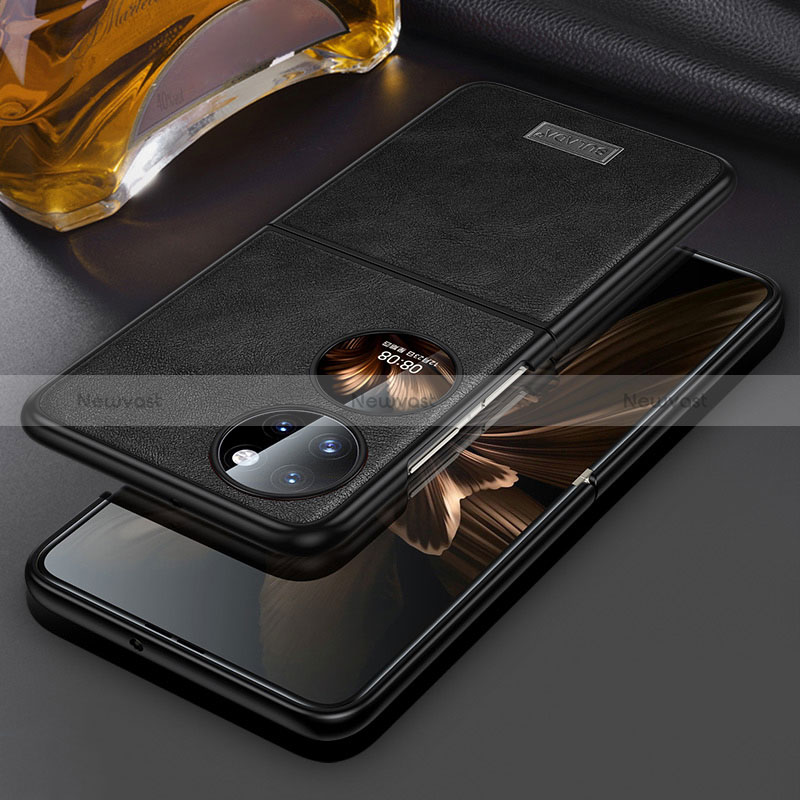 Luxury Leather Matte Finish and Plastic Back Cover Case LD3 for Huawei P50 Pocket