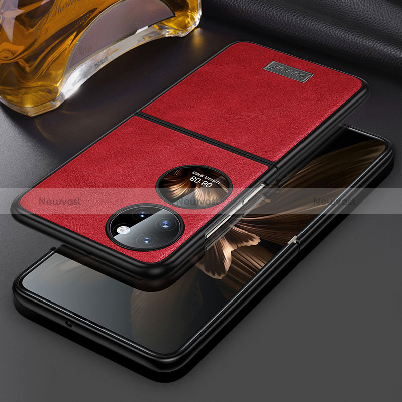 Luxury Leather Matte Finish and Plastic Back Cover Case LD3 for Huawei P50 Pocket