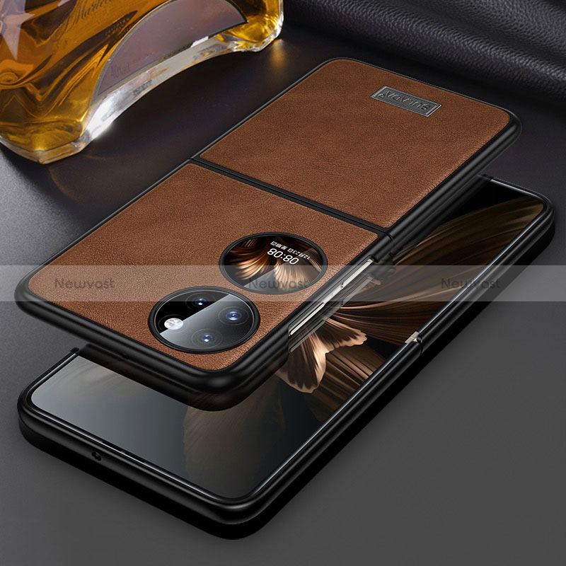 Luxury Leather Matte Finish and Plastic Back Cover Case LD3 for Huawei P50 Pocket