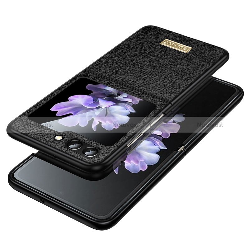 Luxury Leather Matte Finish and Plastic Back Cover Case LD3 for Samsung Galaxy Z Flip5 5G