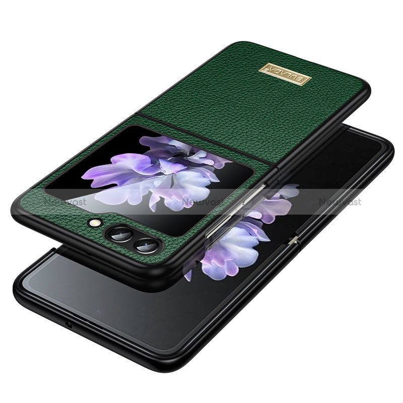 Luxury Leather Matte Finish and Plastic Back Cover Case LD3 for Samsung Galaxy Z Flip5 5G