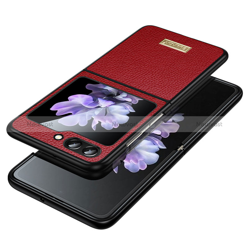 Luxury Leather Matte Finish and Plastic Back Cover Case LD3 for Samsung Galaxy Z Flip5 5G