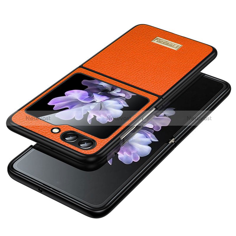 Luxury Leather Matte Finish and Plastic Back Cover Case LD3 for Samsung Galaxy Z Flip5 5G