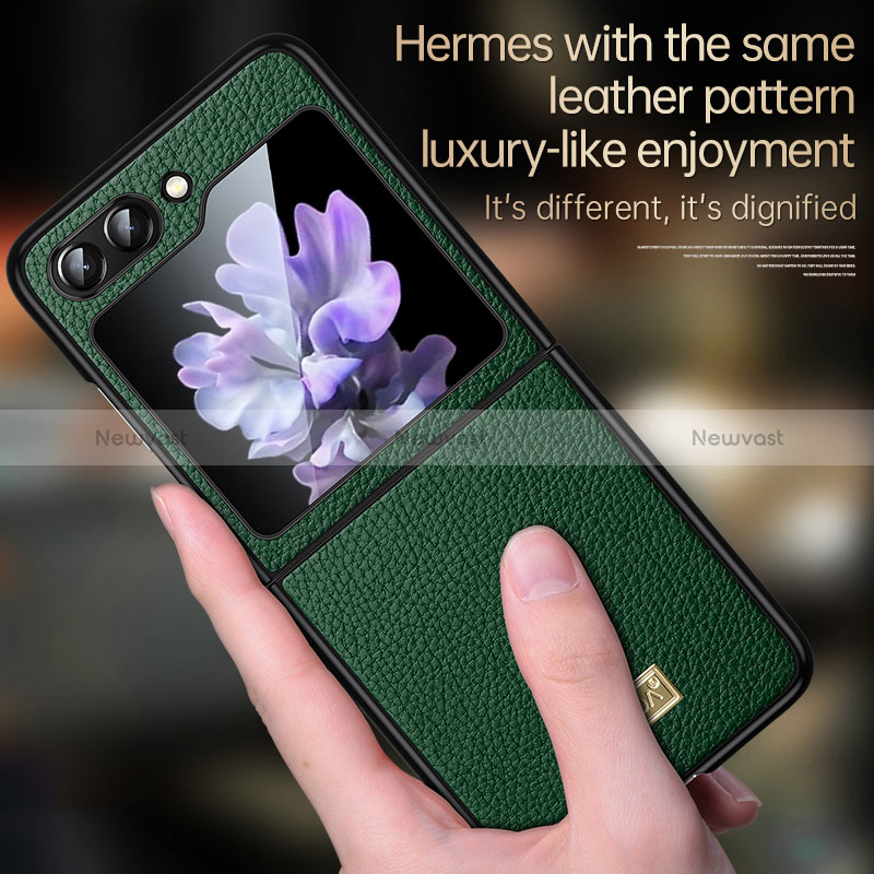 Luxury Leather Matte Finish and Plastic Back Cover Case LD3 for Samsung Galaxy Z Flip5 5G