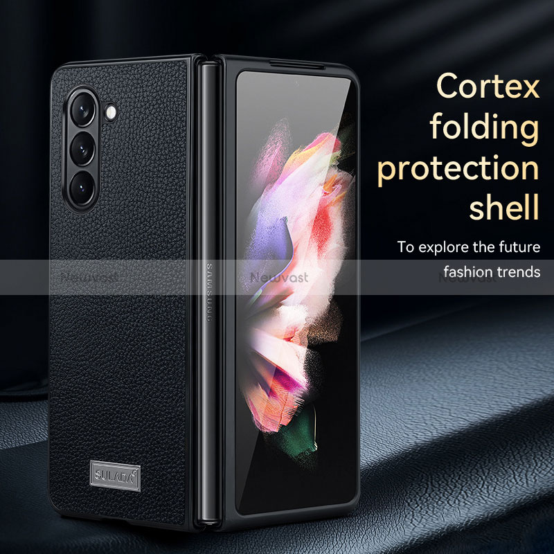 Luxury Leather Matte Finish and Plastic Back Cover Case LD3 for Samsung Galaxy Z Fold5 5G