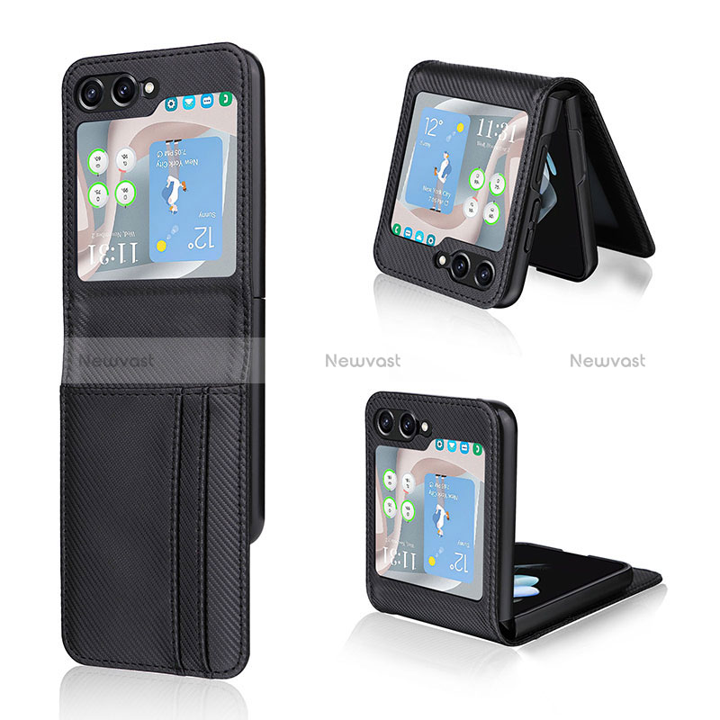 Luxury Leather Matte Finish and Plastic Back Cover Case LZ1 for Samsung Galaxy Z Flip5 5G