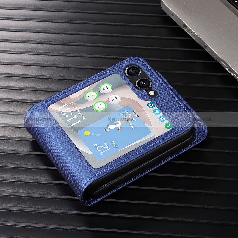 Luxury Leather Matte Finish and Plastic Back Cover Case LZ1 for Samsung Galaxy Z Flip5 5G