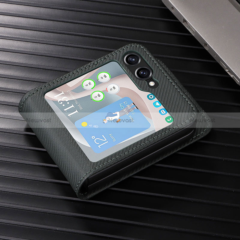 Luxury Leather Matte Finish and Plastic Back Cover Case LZ1 for Samsung Galaxy Z Flip5 5G