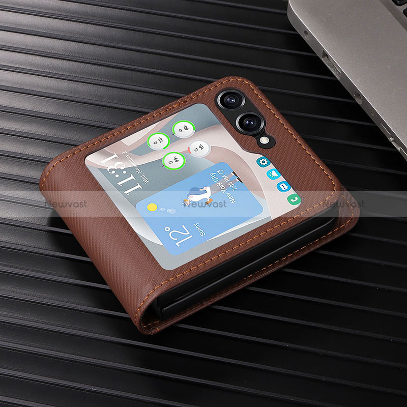 Luxury Leather Matte Finish and Plastic Back Cover Case LZ1 for Samsung Galaxy Z Flip5 5G