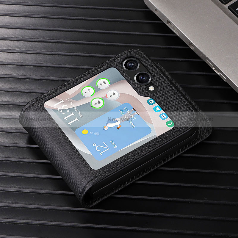 Luxury Leather Matte Finish and Plastic Back Cover Case LZ1 for Samsung Galaxy Z Flip5 5G