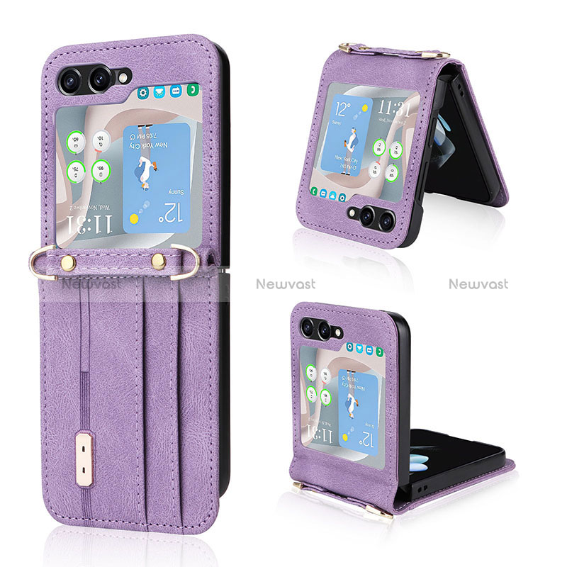 Luxury Leather Matte Finish and Plastic Back Cover Case LZ2 for Samsung Galaxy Z Flip5 5G