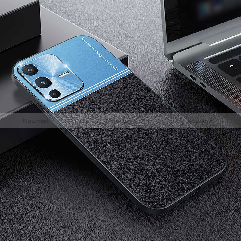 Luxury Leather Matte Finish and Plastic Back Cover Case QC1 for Vivo V23 5G