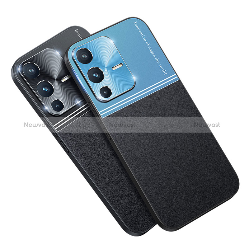 Luxury Leather Matte Finish and Plastic Back Cover Case QC1 for Vivo V23 Pro 5G