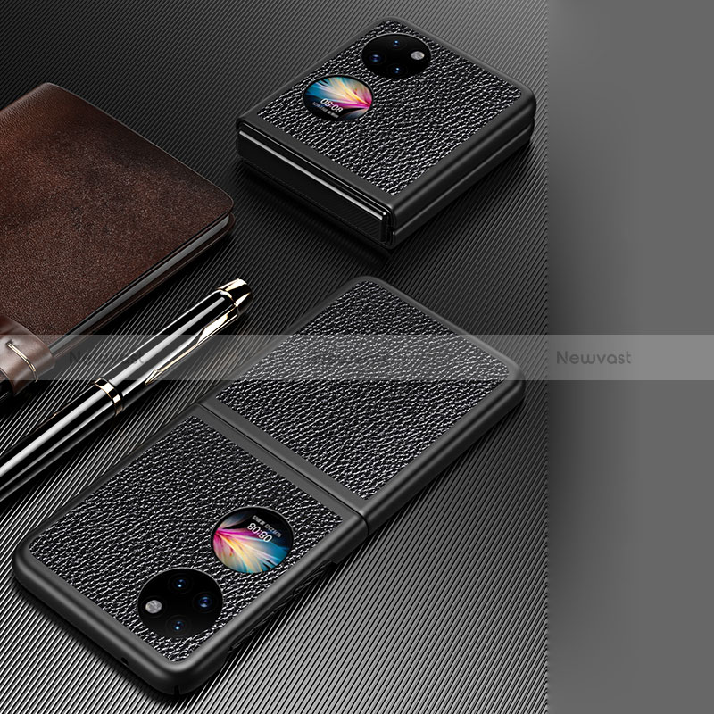 Luxury Leather Matte Finish and Plastic Back Cover Case QH4 for Huawei P60 Pocket