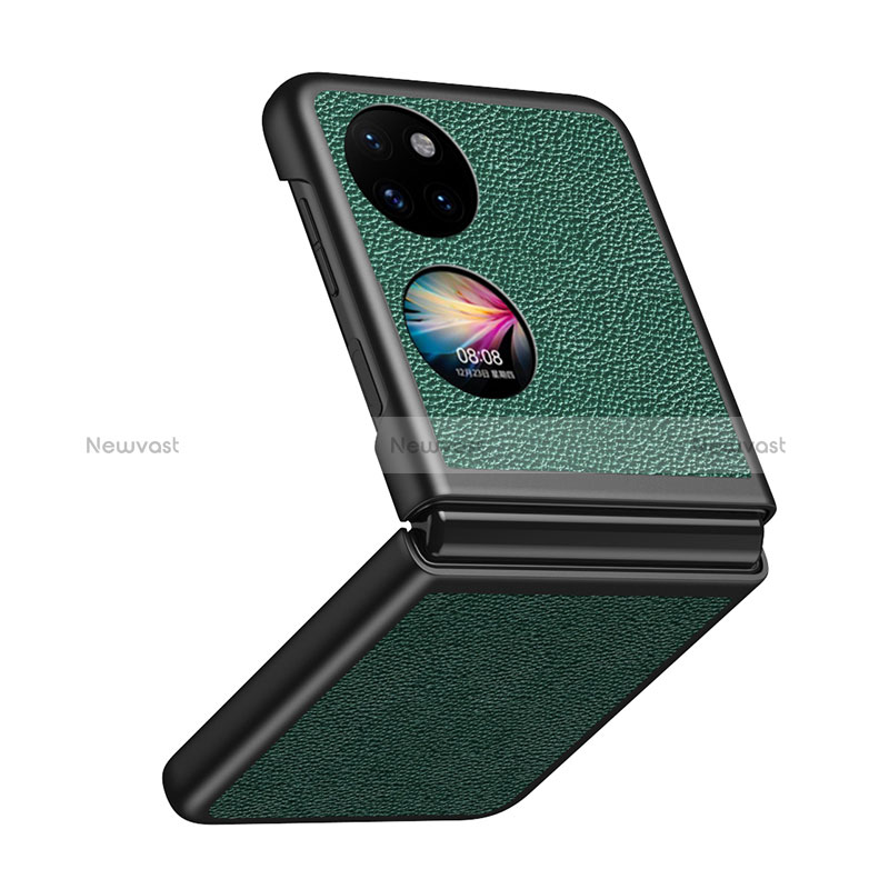 Luxury Leather Matte Finish and Plastic Back Cover Case QH4 for Huawei Pocket S Green