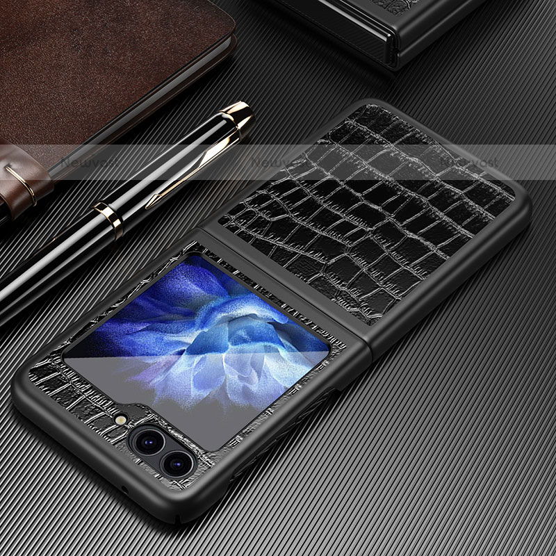 Luxury Leather Matte Finish and Plastic Back Cover Case QH4 for Samsung Galaxy Z Flip5 5G