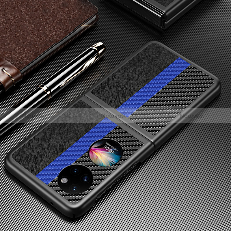 Luxury Leather Matte Finish and Plastic Back Cover Case QH6 for Huawei P50 Pocket