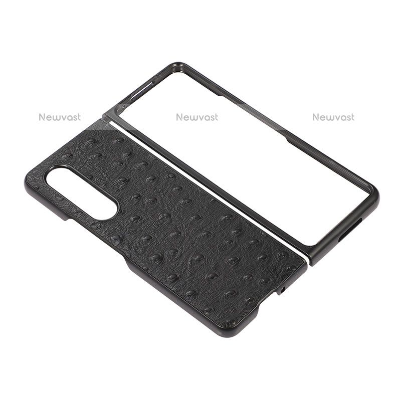 Luxury Leather Matte Finish and Plastic Back Cover Case R01 for Samsung Galaxy Z Fold3 5G