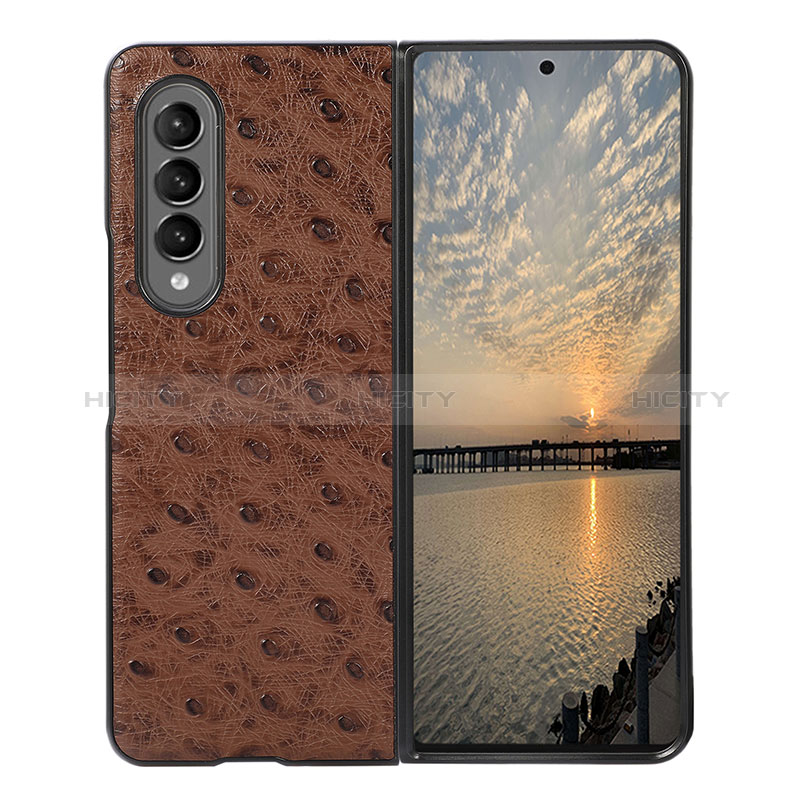 Luxury Leather Matte Finish and Plastic Back Cover Case R01 for Samsung Galaxy Z Fold4 5G