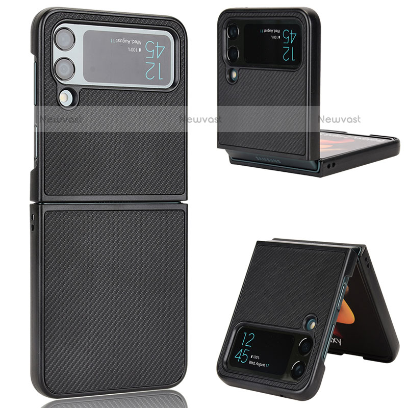 Luxury Leather Matte Finish and Plastic Back Cover Case R02 for Samsung Galaxy Z Flip3 5G