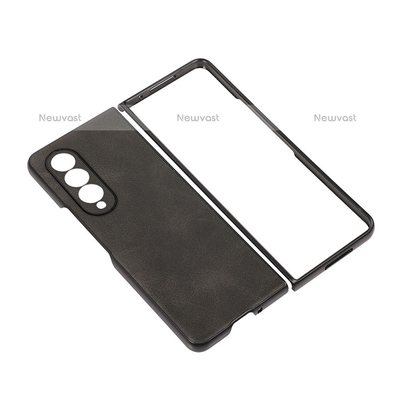 Luxury Leather Matte Finish and Plastic Back Cover Case R02 for Samsung Galaxy Z Fold3 5G