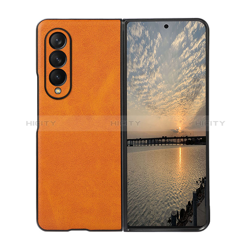 Luxury Leather Matte Finish and Plastic Back Cover Case R02 for Samsung Galaxy Z Fold4 5G