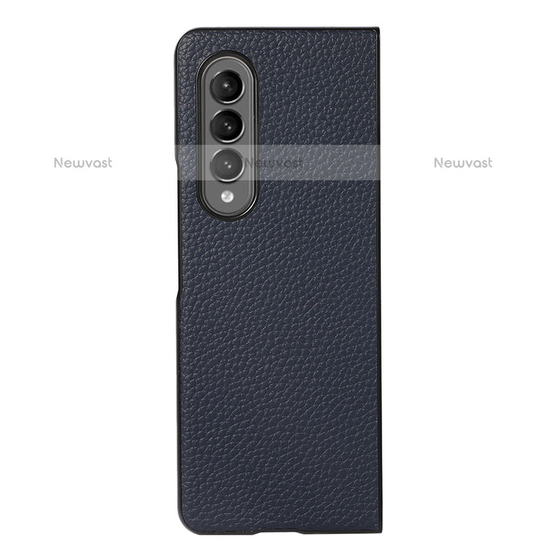 Luxury Leather Matte Finish and Plastic Back Cover Case R03 for Samsung Galaxy Z Fold3 5G