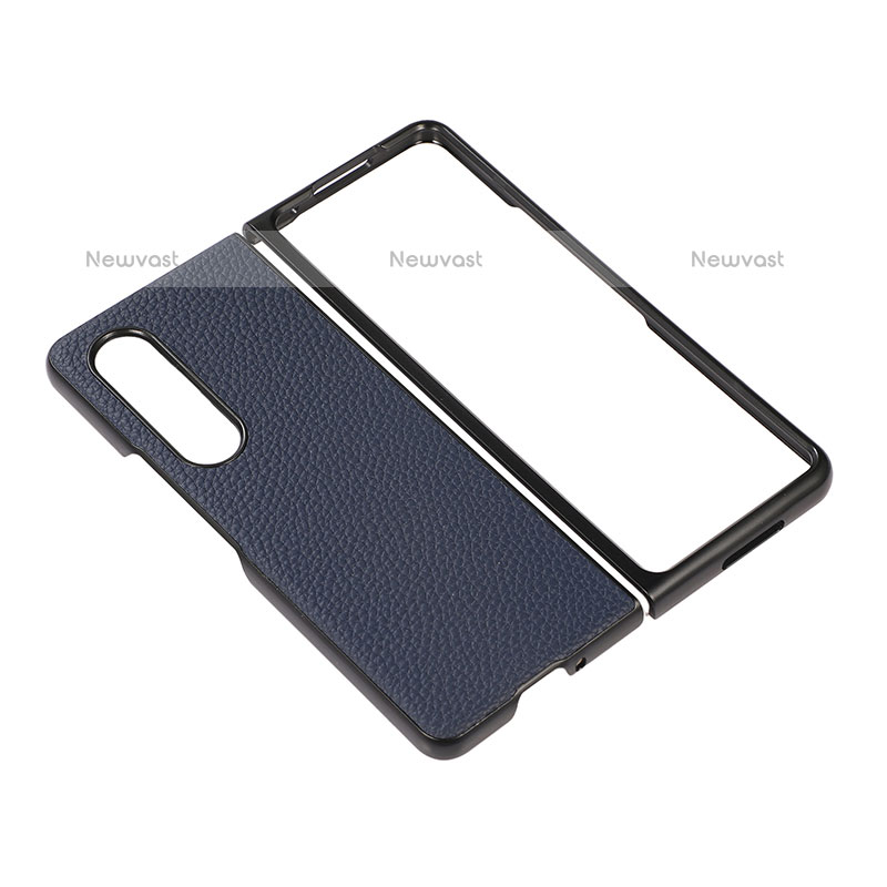 Luxury Leather Matte Finish and Plastic Back Cover Case R03 for Samsung Galaxy Z Fold3 5G