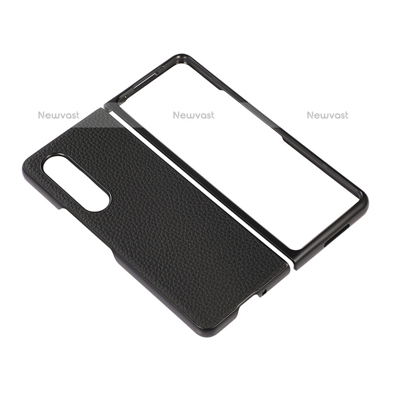 Luxury Leather Matte Finish and Plastic Back Cover Case R03 for Samsung Galaxy Z Fold3 5G