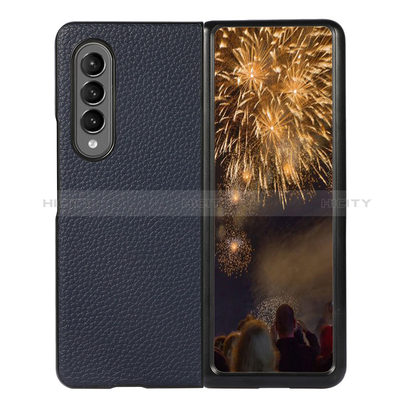 Luxury Leather Matte Finish and Plastic Back Cover Case R03 for Samsung Galaxy Z Fold4 5G