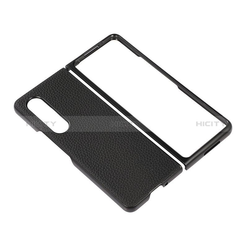 Luxury Leather Matte Finish and Plastic Back Cover Case R03 for Samsung Galaxy Z Fold4 5G