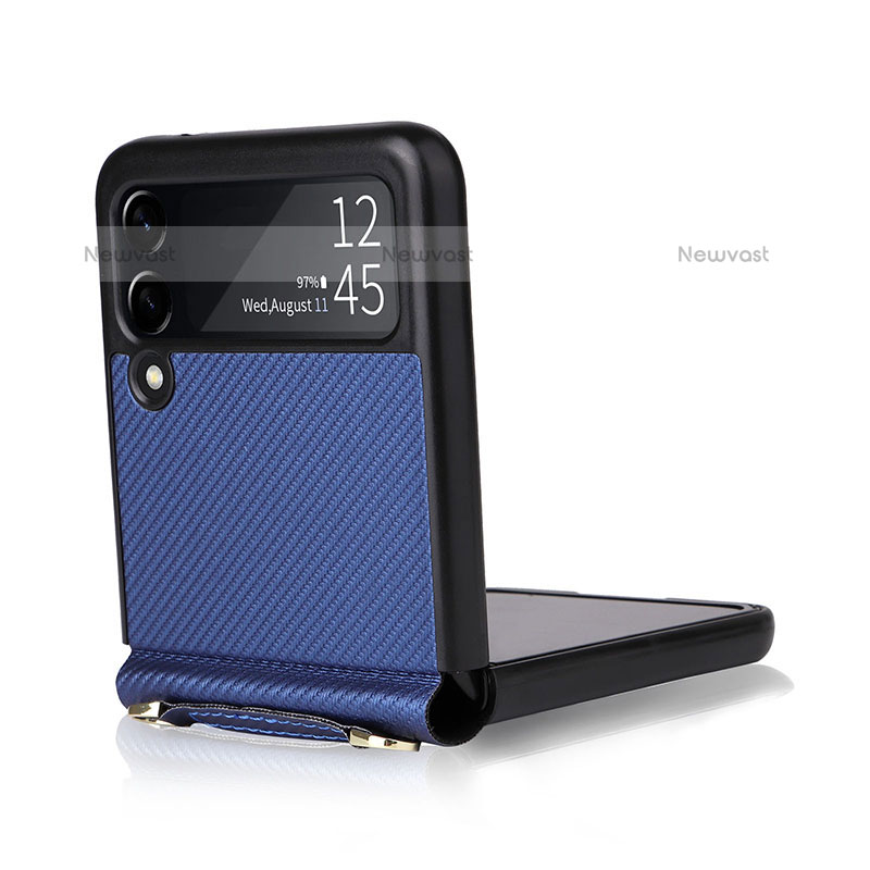 Luxury Leather Matte Finish and Plastic Back Cover Case R04 for Samsung Galaxy Z Flip3 5G