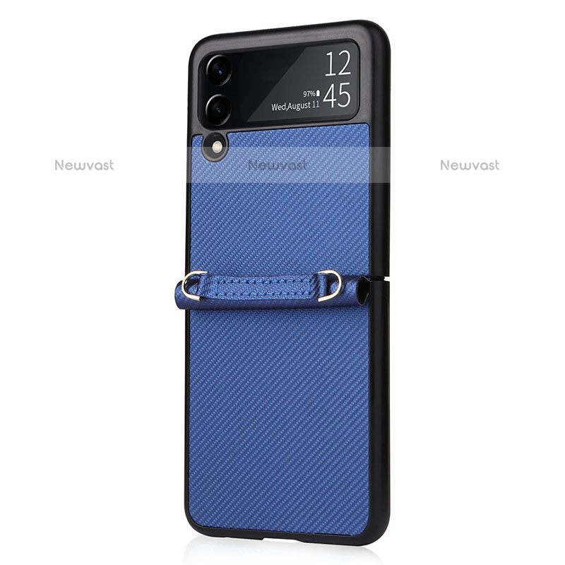 Luxury Leather Matte Finish and Plastic Back Cover Case R04 for Samsung Galaxy Z Flip3 5G