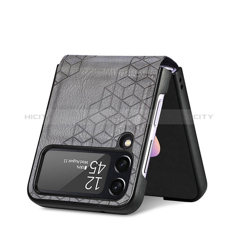 Luxury Leather Matte Finish and Plastic Back Cover Case R04 for Samsung Galaxy Z Flip4 5G